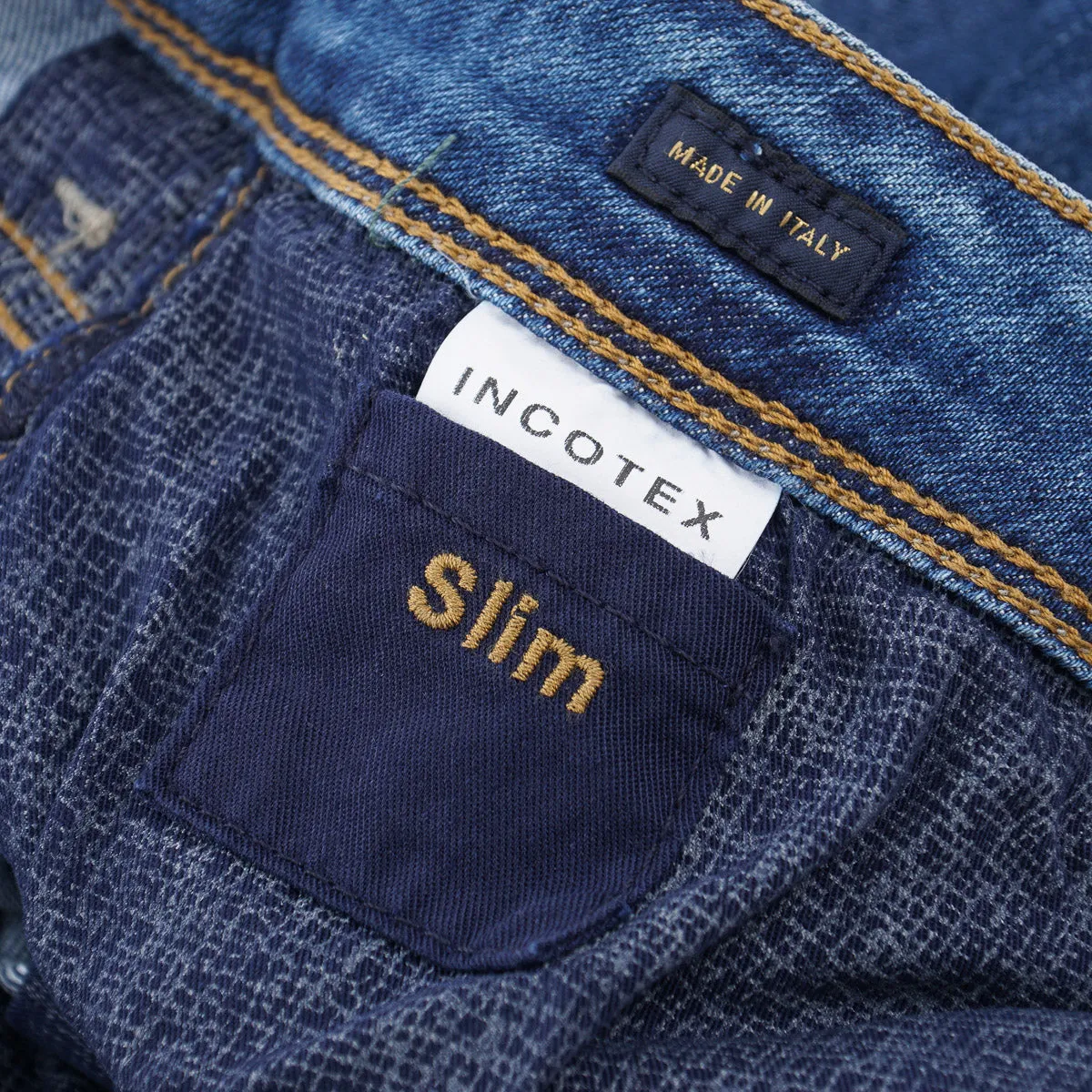 Incotex Slim-Fit Medium Blue Denim Jeans