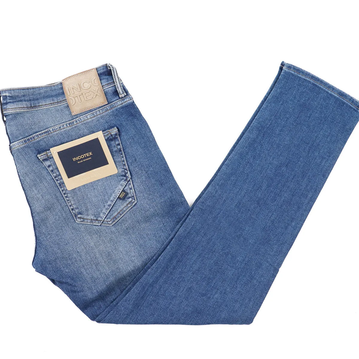 Incotex Slim-Fit Medium Blue Denim Jeans