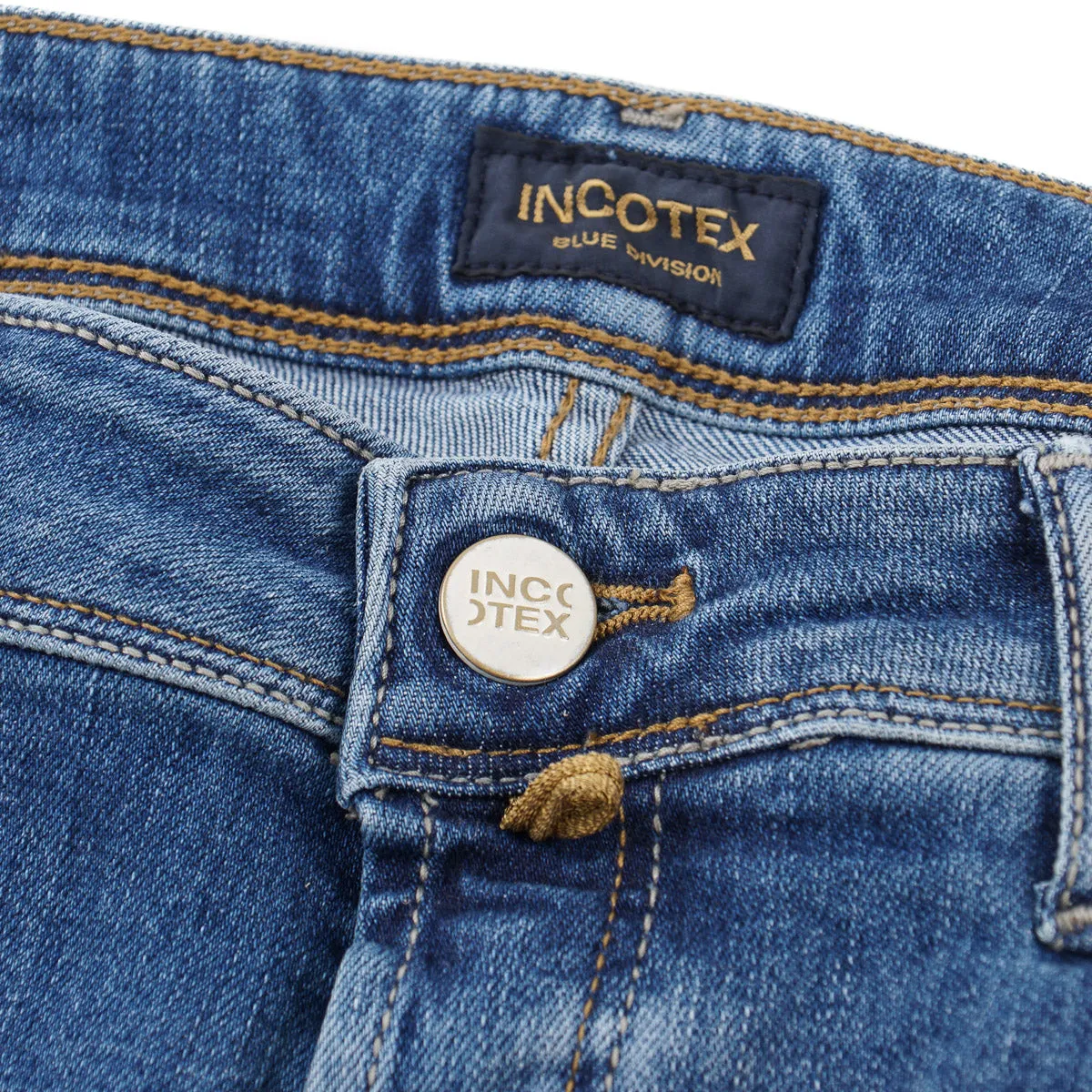 Incotex Slim-Fit Medium Blue Denim Jeans