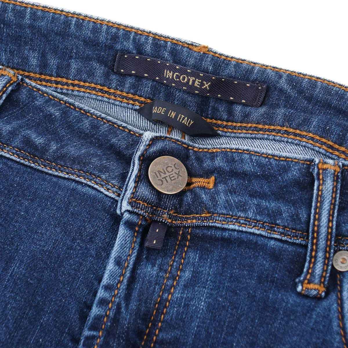 Incotex Slim-Fit Rinsed Blue Denim Jeans