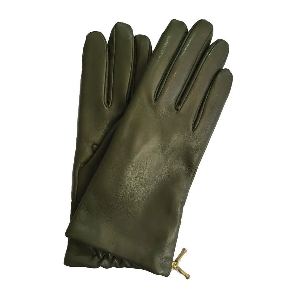 Jacqueline Backzip-Women's Cashmere Lined Leather Gloves with Zip Cuff