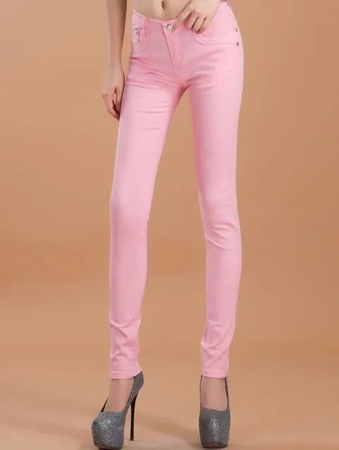 Jeans Women Fashion Autumn Tight Casual Candy Color Pencil Legging Thin Soft Waist Skinny Pants Elastic Trousers jeans for Women