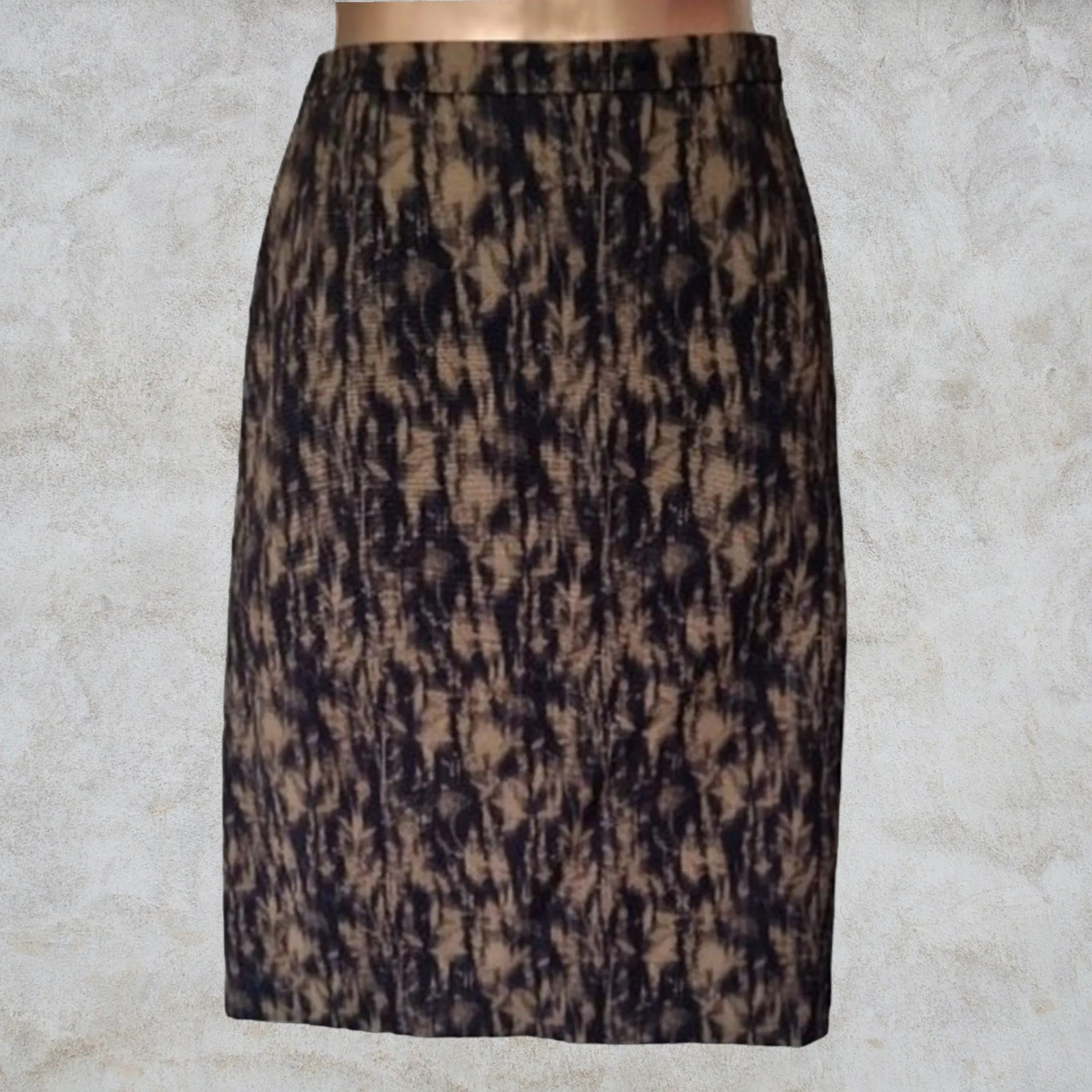 Jigsaw Knee Length Ladies Olive Green/Navy Pencil Skirt Size 12 US 8 EU 40