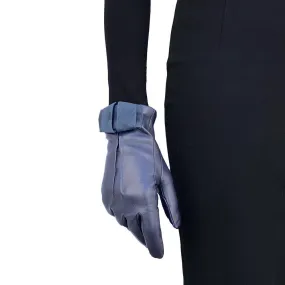 Kate - Women's Cashmere Lined Leather Gloves With Suede Bow