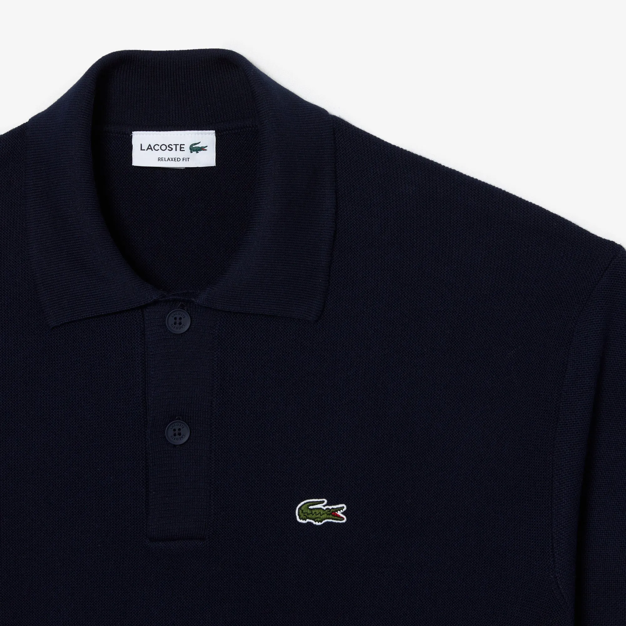 Lacoste Men's Organic Cotton Polo Neck Sweater Navy Blue AH7642 423