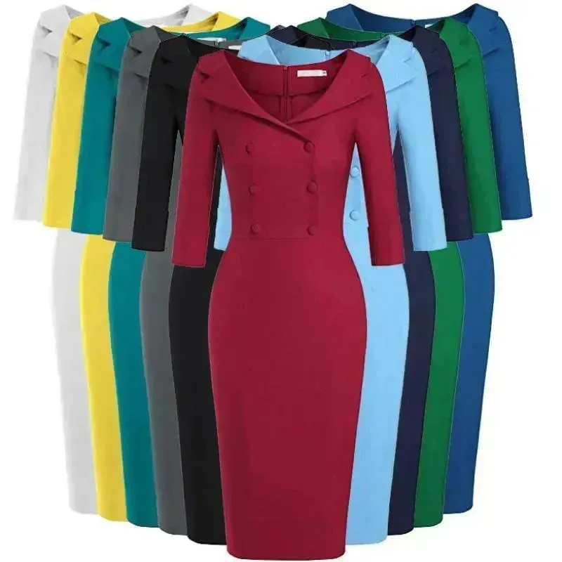 Ladies retro sweetheart collar casual wine dance dress foreign trade wide collar pencil skirt