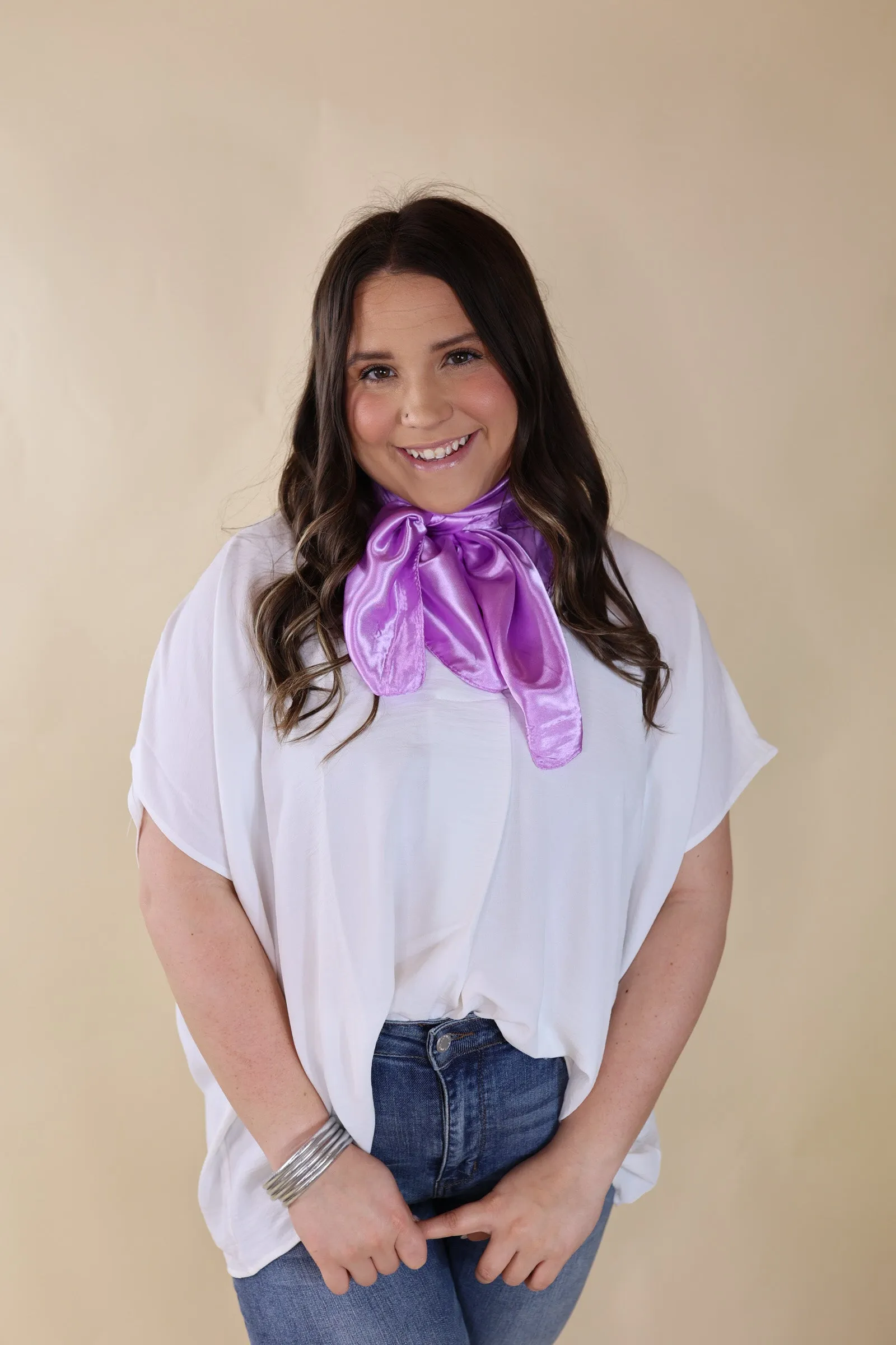 Last Chance | Solid Colored Poly Scarf in Pastel Purple