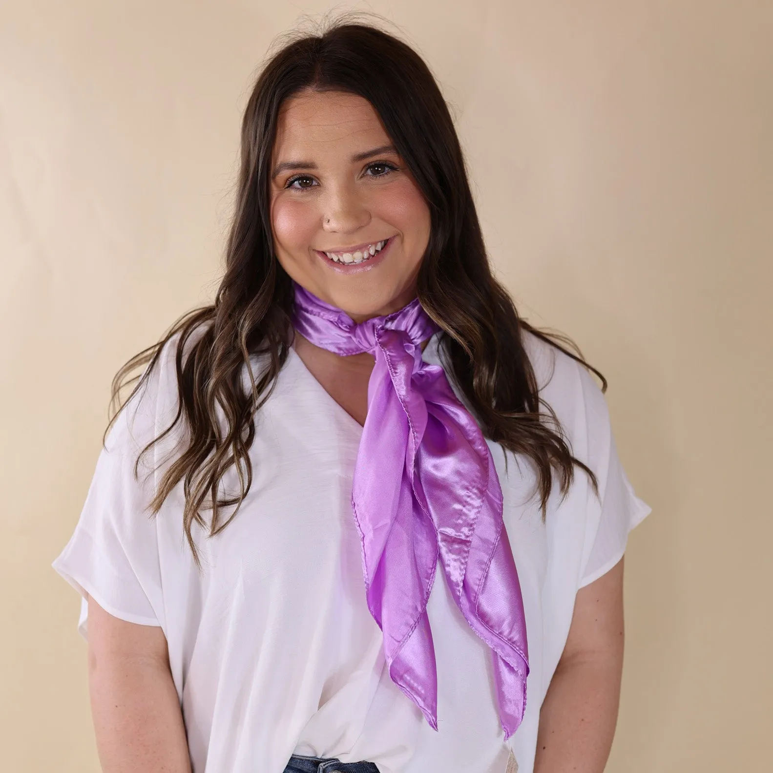 Last Chance | Solid Colored Poly Scarf in Pastel Purple