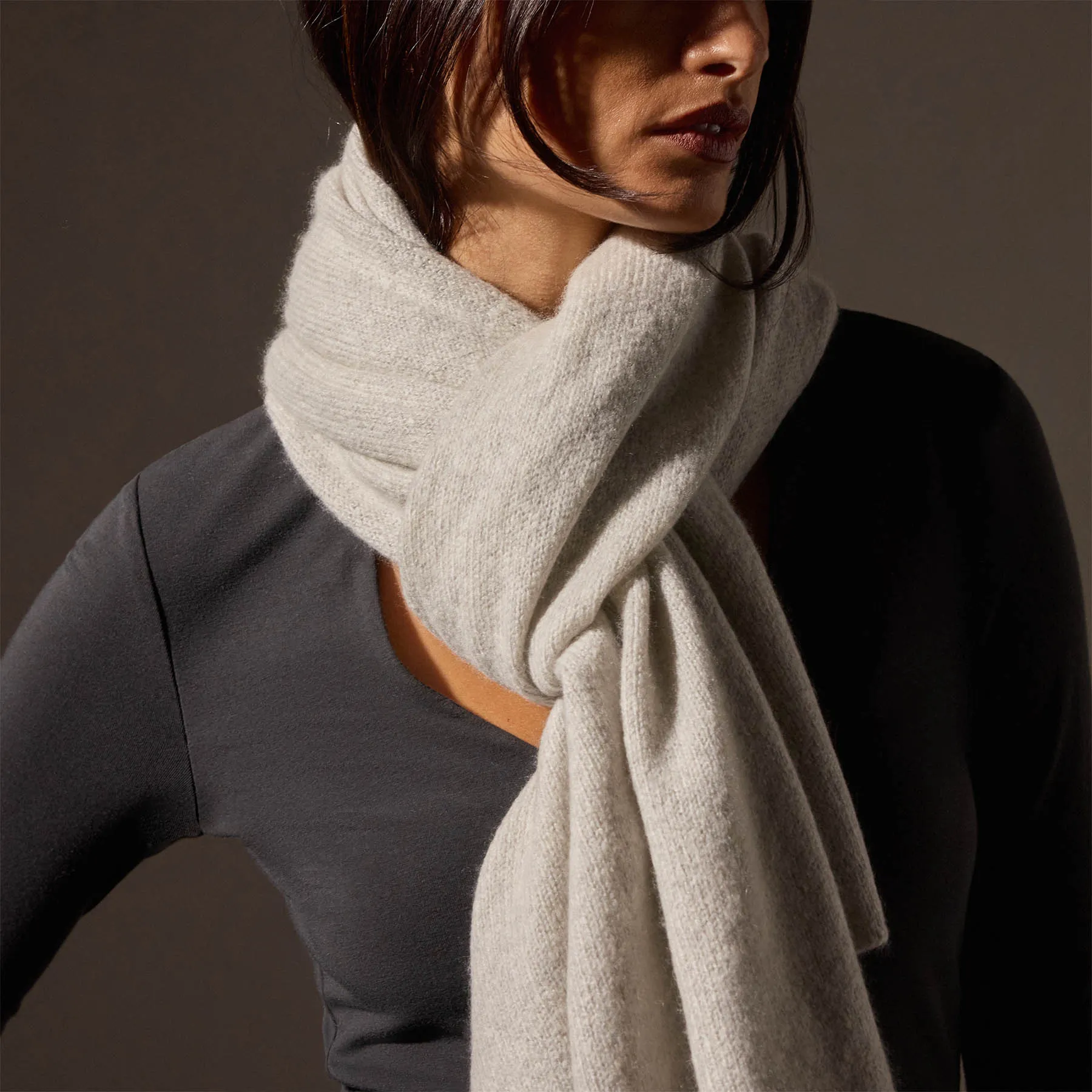 Lightweight Textured Cashmere Scarf - Mist