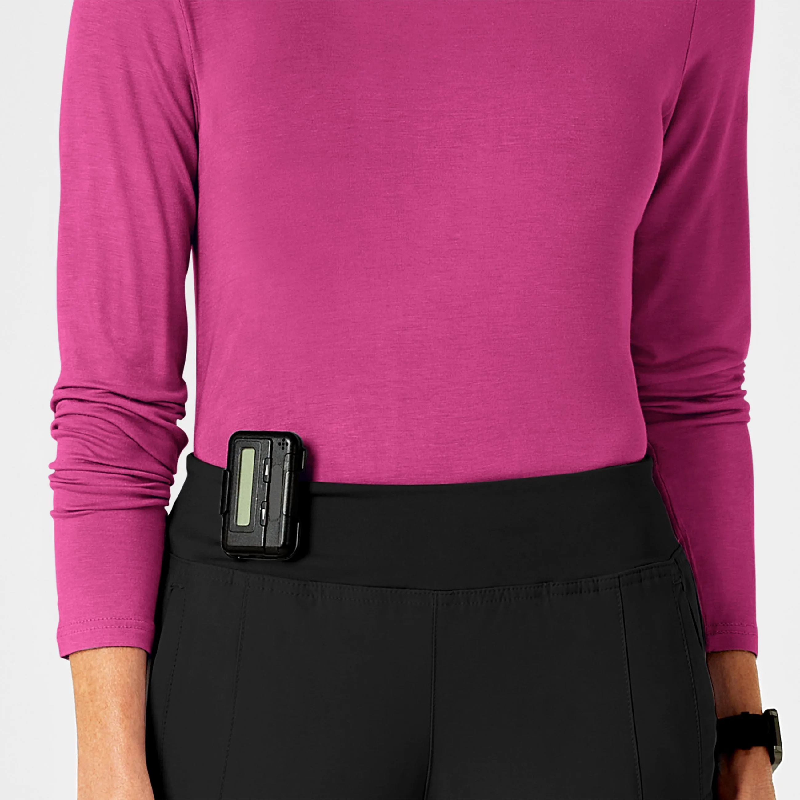 Long Sleeve Silky Tee - Hot Pink