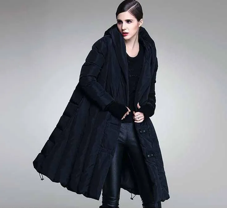 Loose Long Women Down Coat, Winter Loose Puffer Coat,90% Hooded Duck Down Jackets 5655