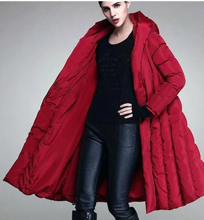 Loose Long Women Down Coat, Winter Loose Puffer Coat,90% Hooded Duck Down Jackets 5655