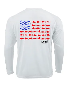 LPG Americano Patriotic Big Game Fish Edition Long Sleeve Performance UPF 50   T-Shirt