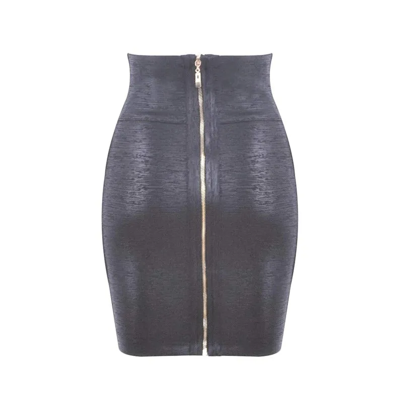 Luxurious and Glitzy Metallic High Waist Bodycon Mini Skirts