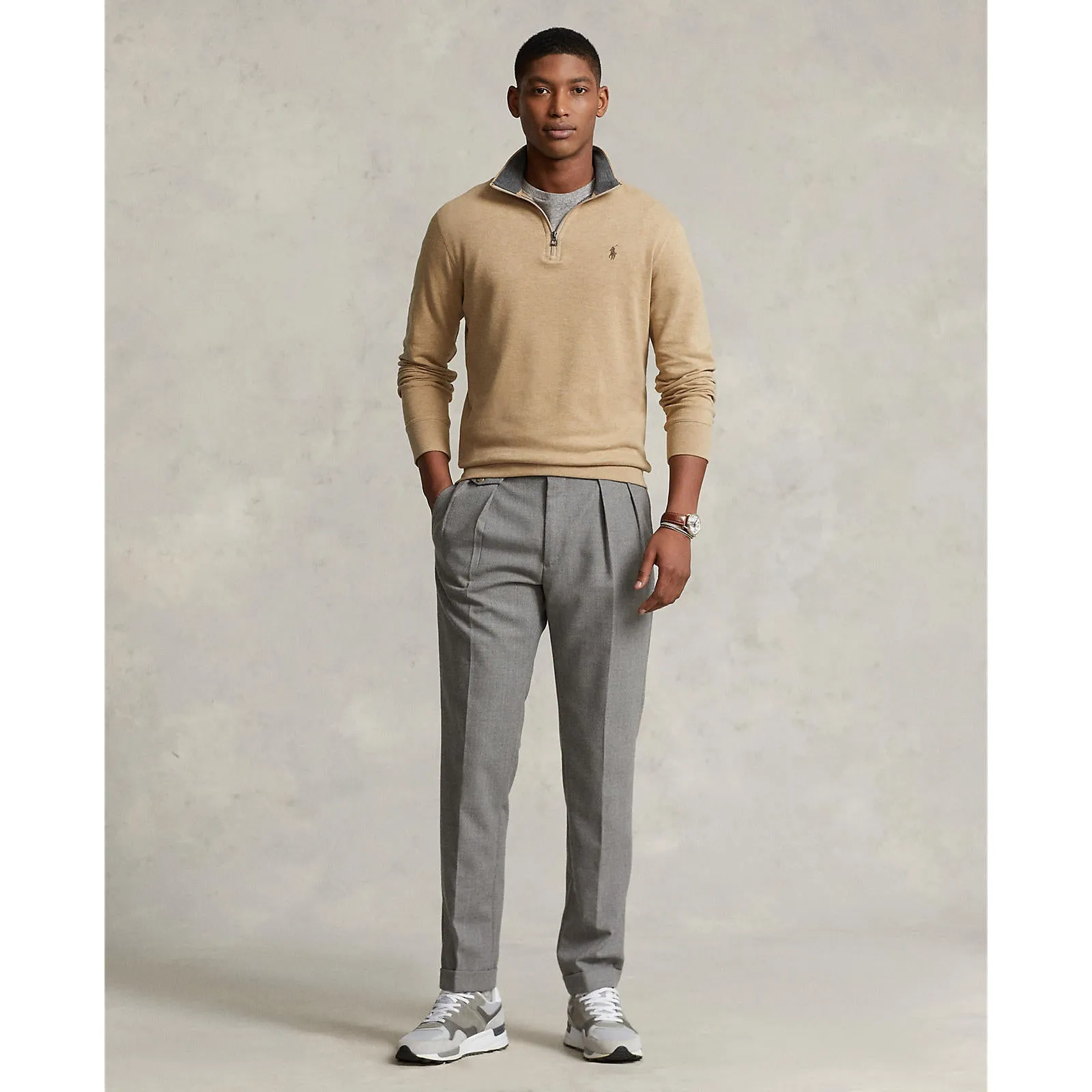 Luxury Quarter Zip Pullover - Tan