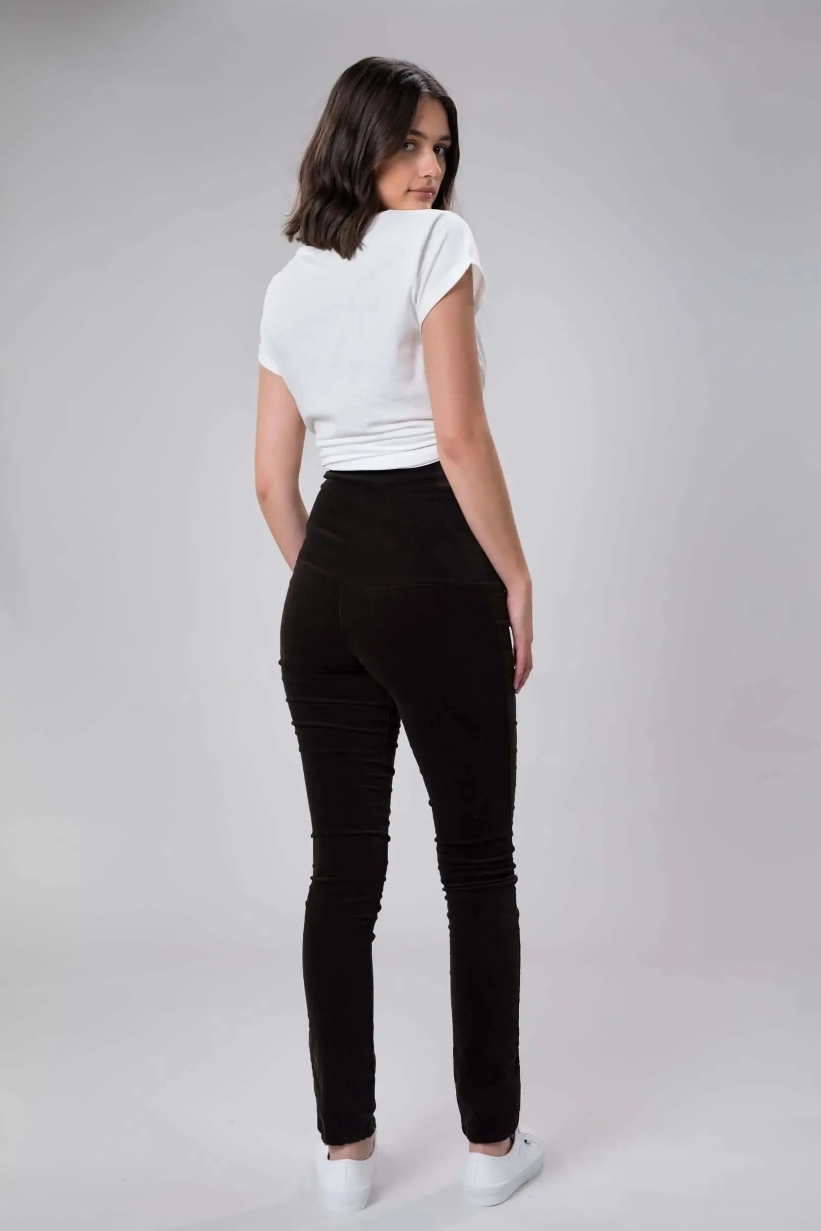 Magic slim pant in expresso velvet by Wilga Clothing