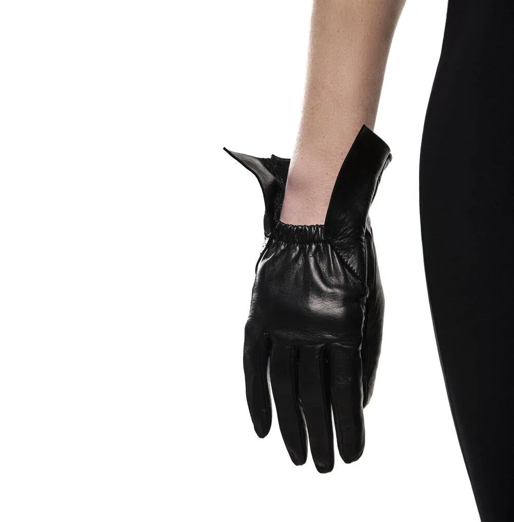 Marnie - Women's Silk Lined Leather Gloves With Scooped Cuff