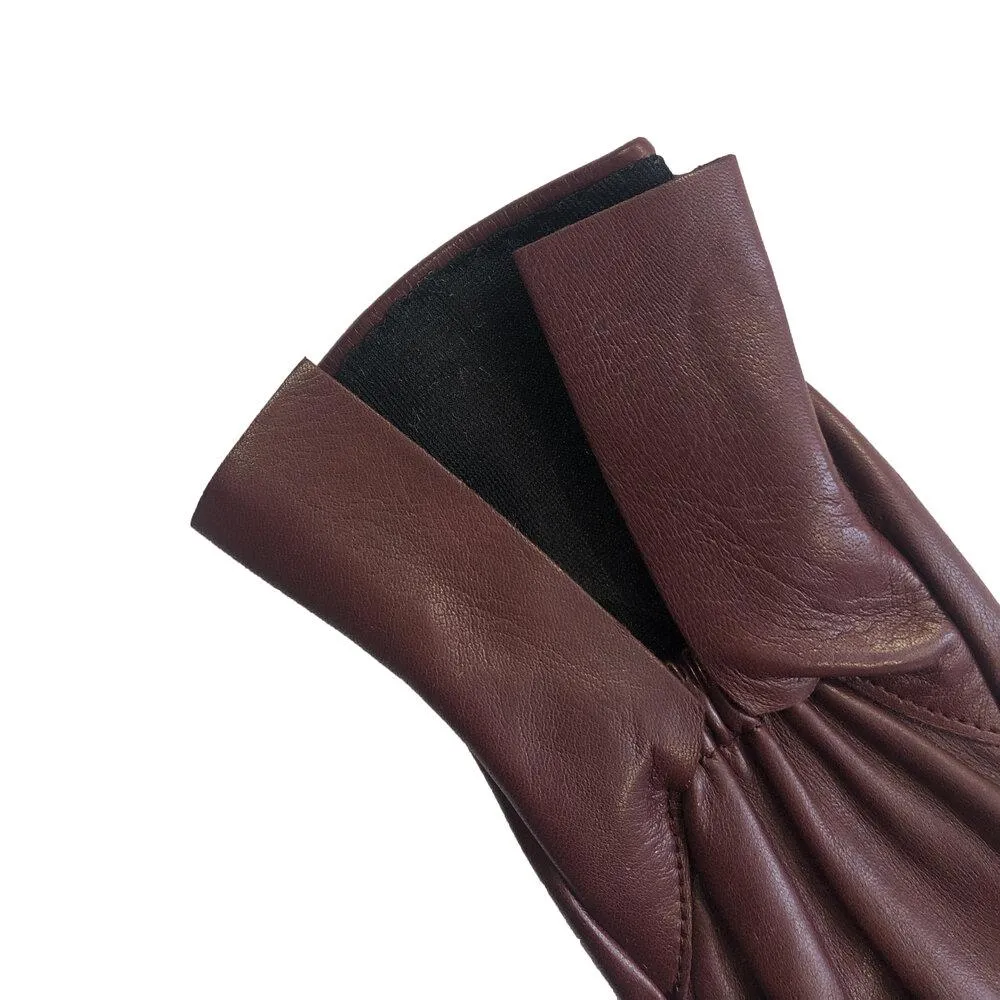 Marnie - Women's Silk Lined Leather Gloves With Scooped Cuff