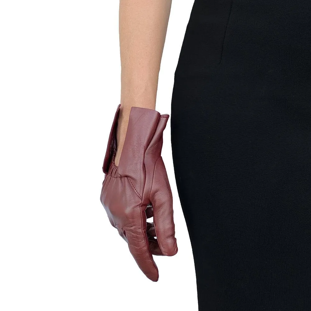 Marnie - Women's Silk Lined Leather Gloves With Scooped Cuff