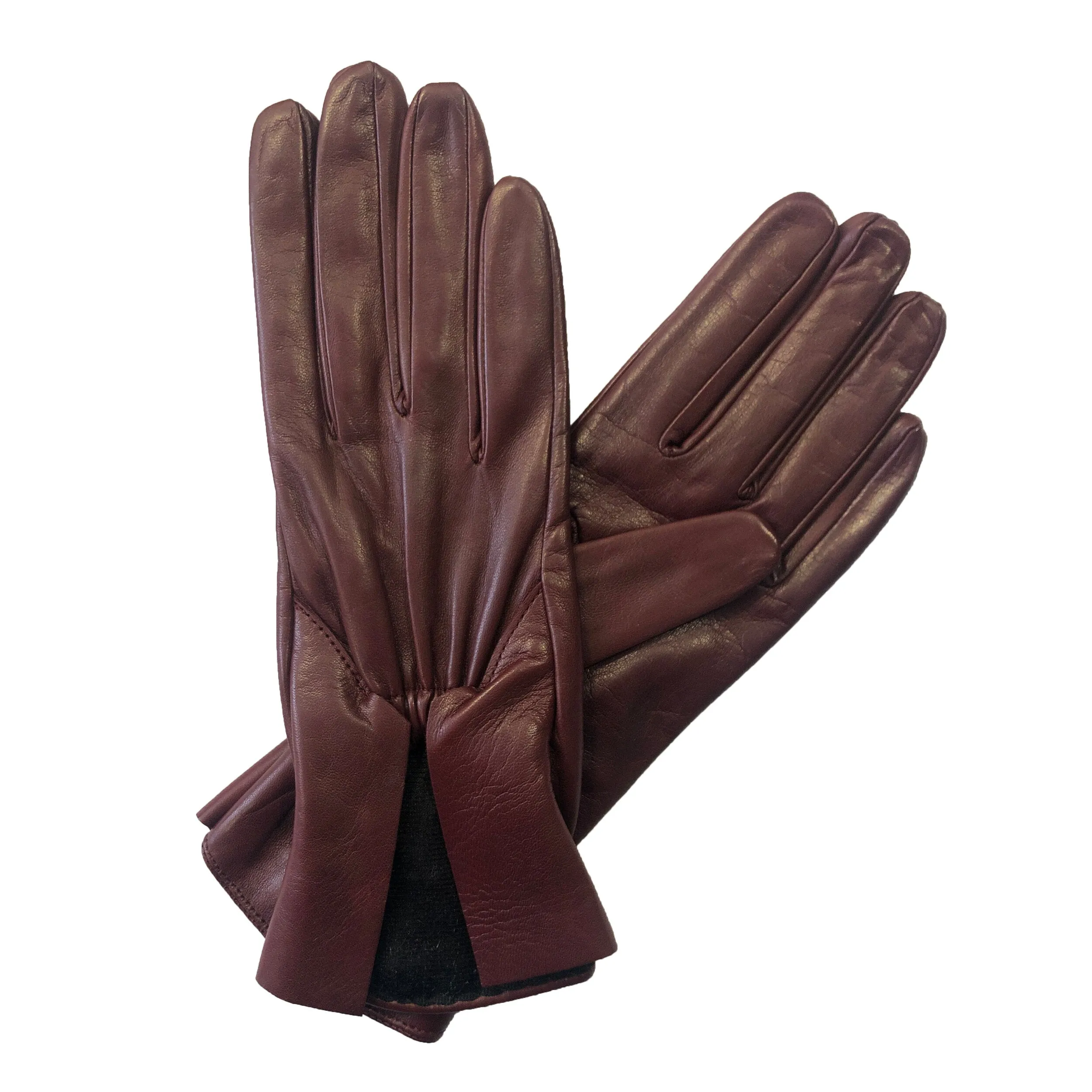 Marnie - Women's Silk Lined Leather Gloves With Scooped Cuff