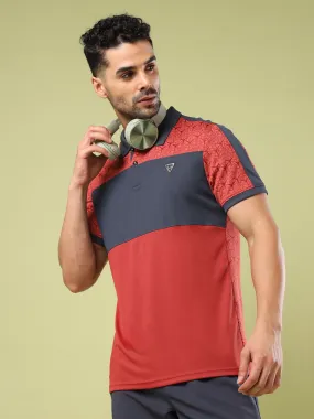 Men Colorblock Slim Fit Polo Sports T-shirt with DOUBLE COOL