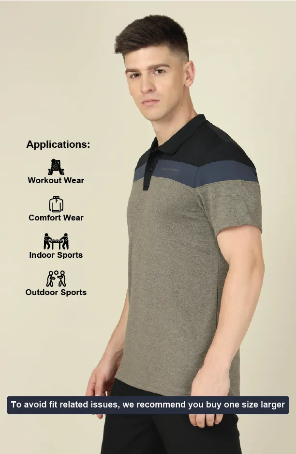 Men Colorblock Slim Fit Polo T-shirt with DOUBLE COOL