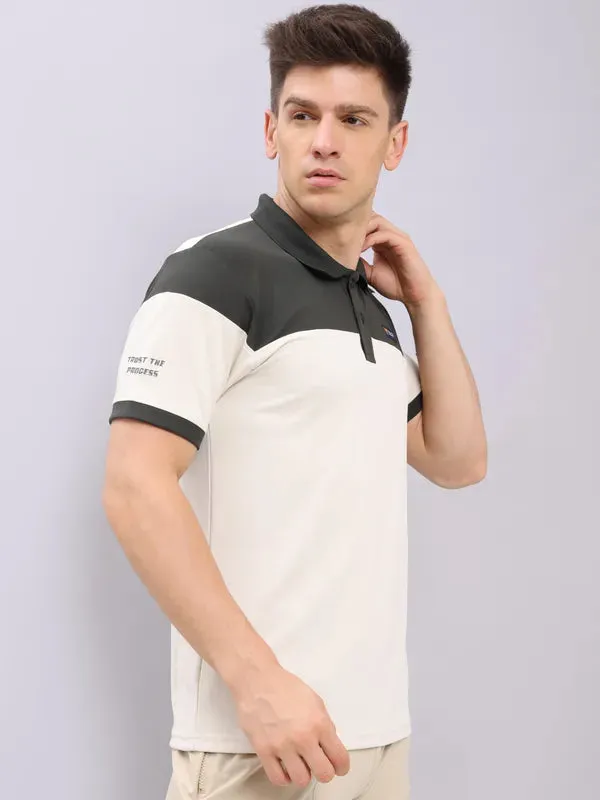 Men Colorblock Slim Fit Polo T-shirt with TECHNO DRY