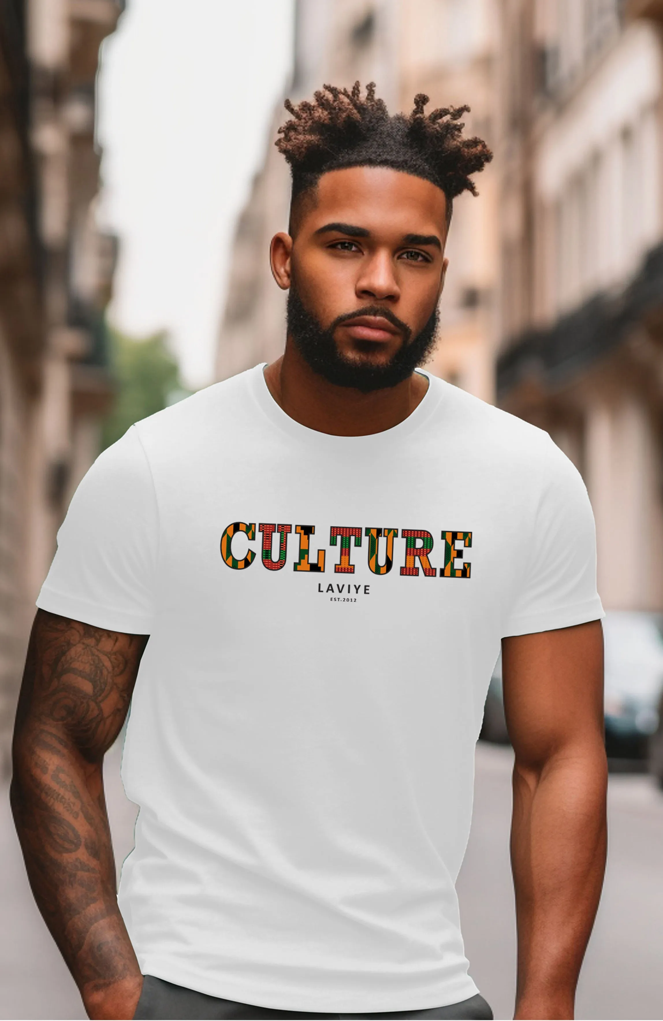 Men's African Print Culture Slogan T-shirt Unisex | KUMASI