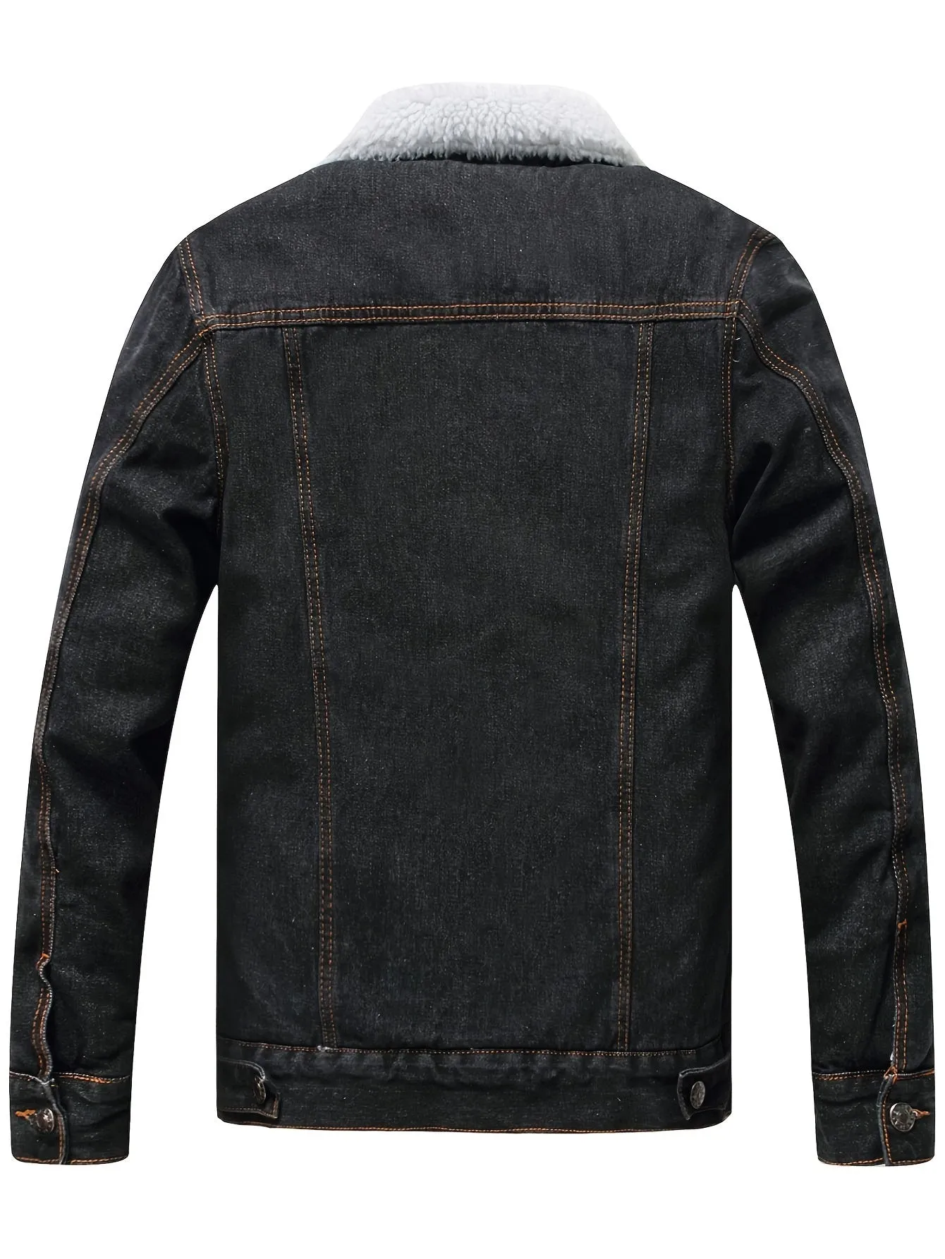 Men's Fleece Lined Denim Jacket Casual Winter Warm Button Down Trucker Jacket Coat with Pockets