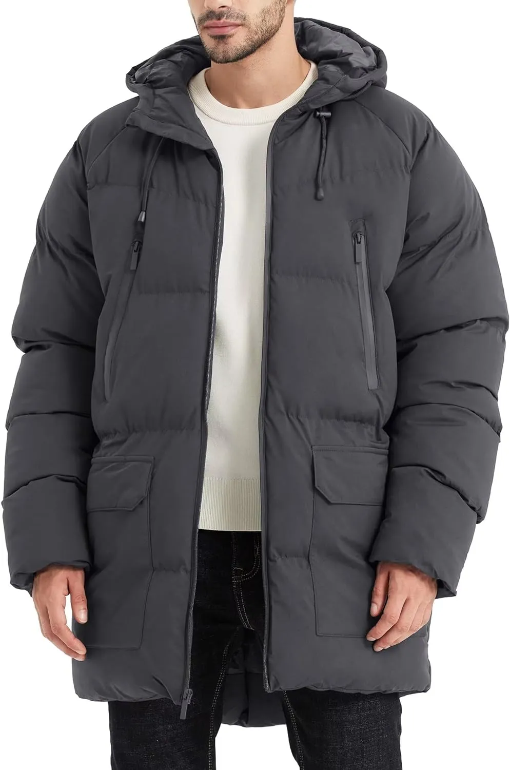 Men's Long Winter Warm Quilted Jacket