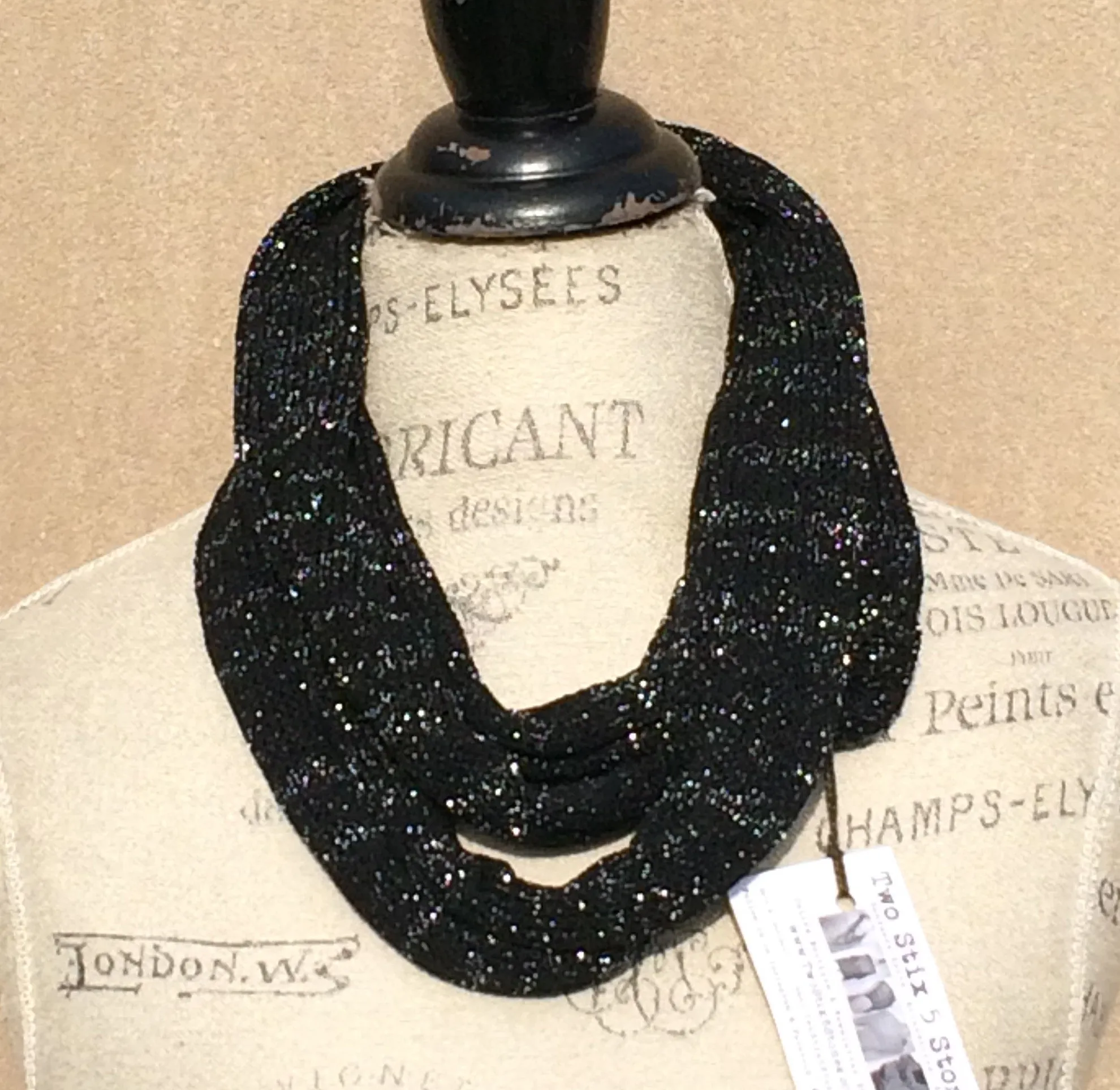 Metallic Silver & Black Infinity Scarf