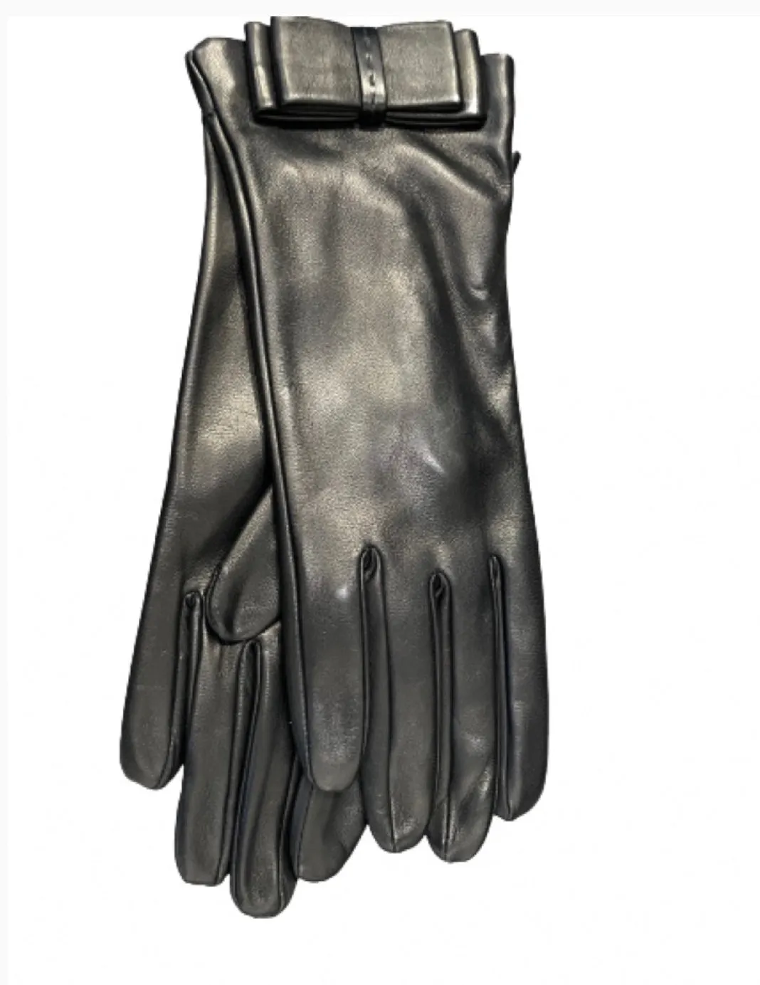 Minnie Flat Bow - Women's Silk Lined Leather Gloves