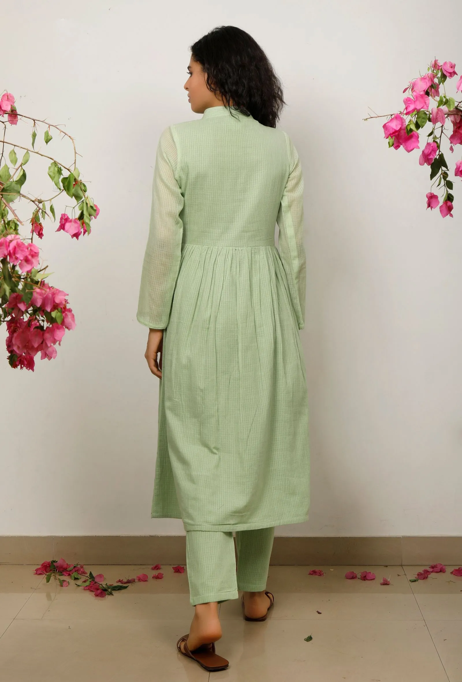 Mint Green Cotton Kota  Kurta