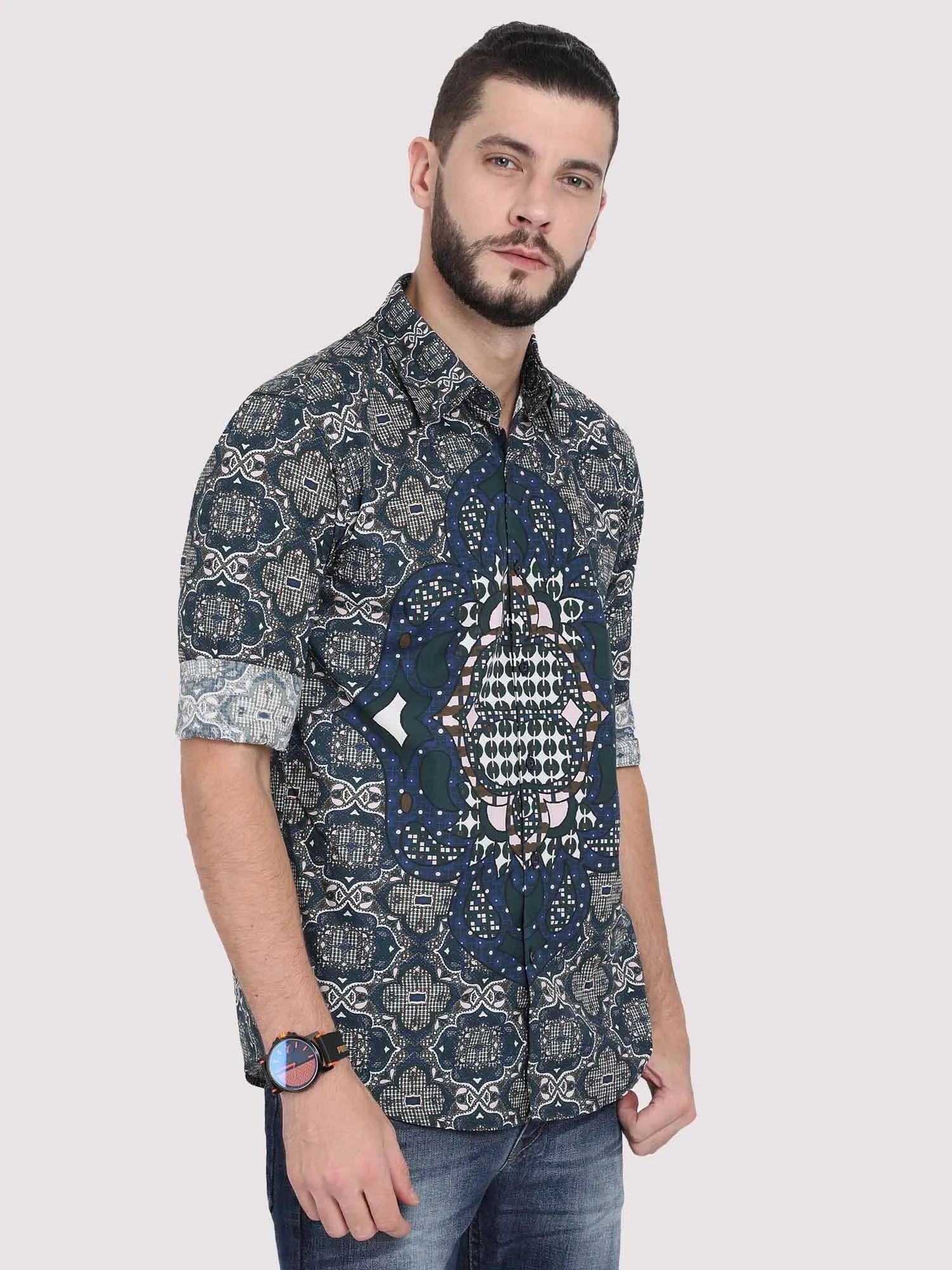 Modern Geometric Party Wear Shirt