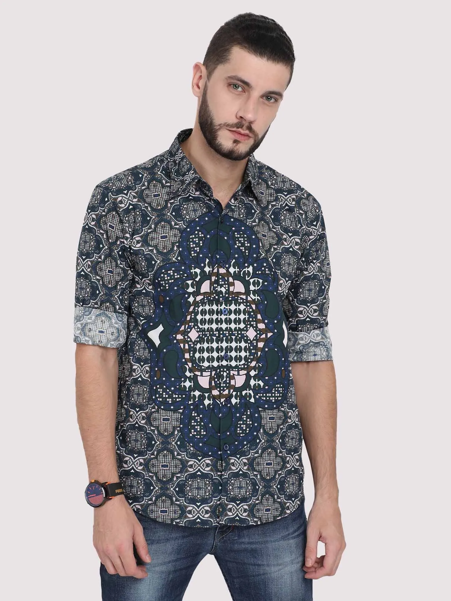 Modern Geometric Party Wear Shirt