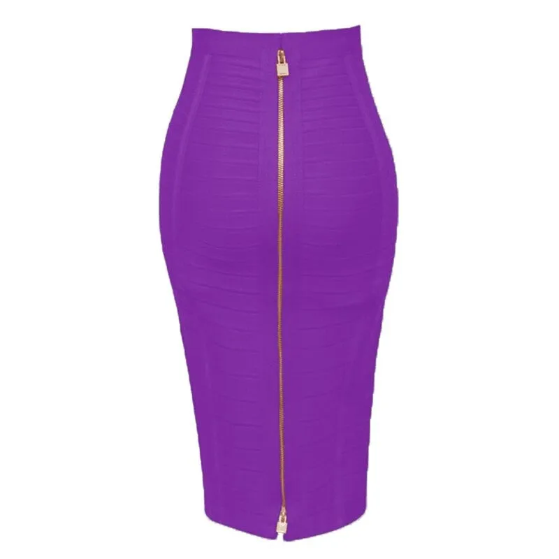 Multi-color Elastic Zipper Bodycon Summer Pencil Skirts