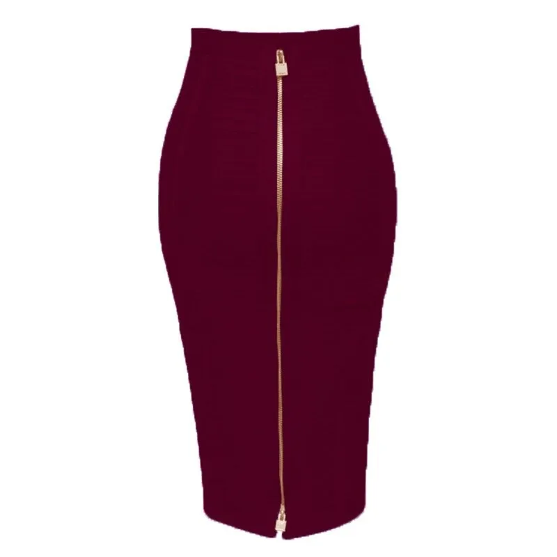 Multi-color Elastic Zipper Bodycon Summer Pencil Skirts