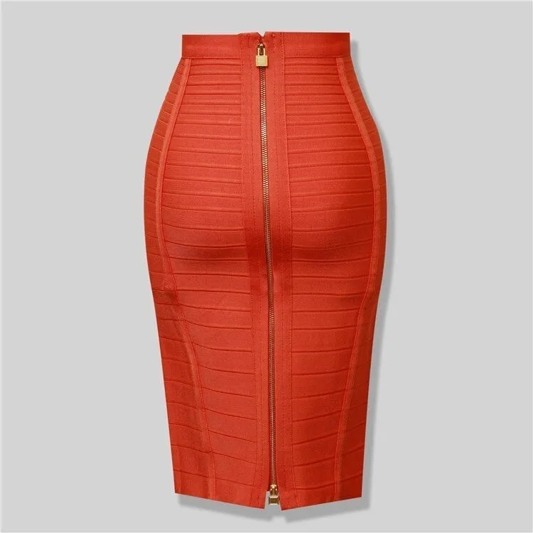 Multi-color Elastic Zipper Bodycon Summer Pencil Skirts