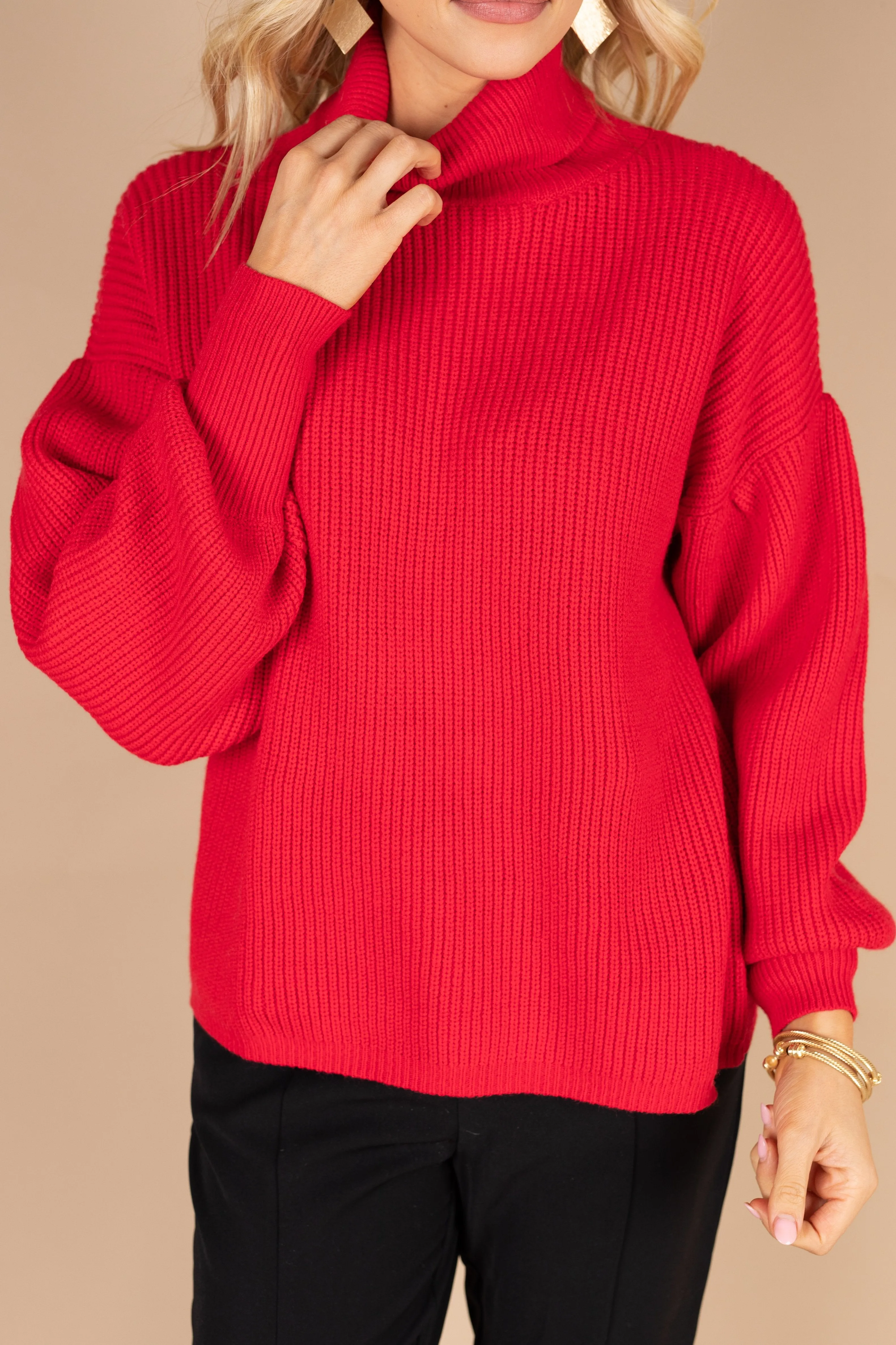 Natural Obsession Red Turtleneck Sweater