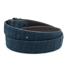 Navy Blue Nubuck Crocodile Belt Straps