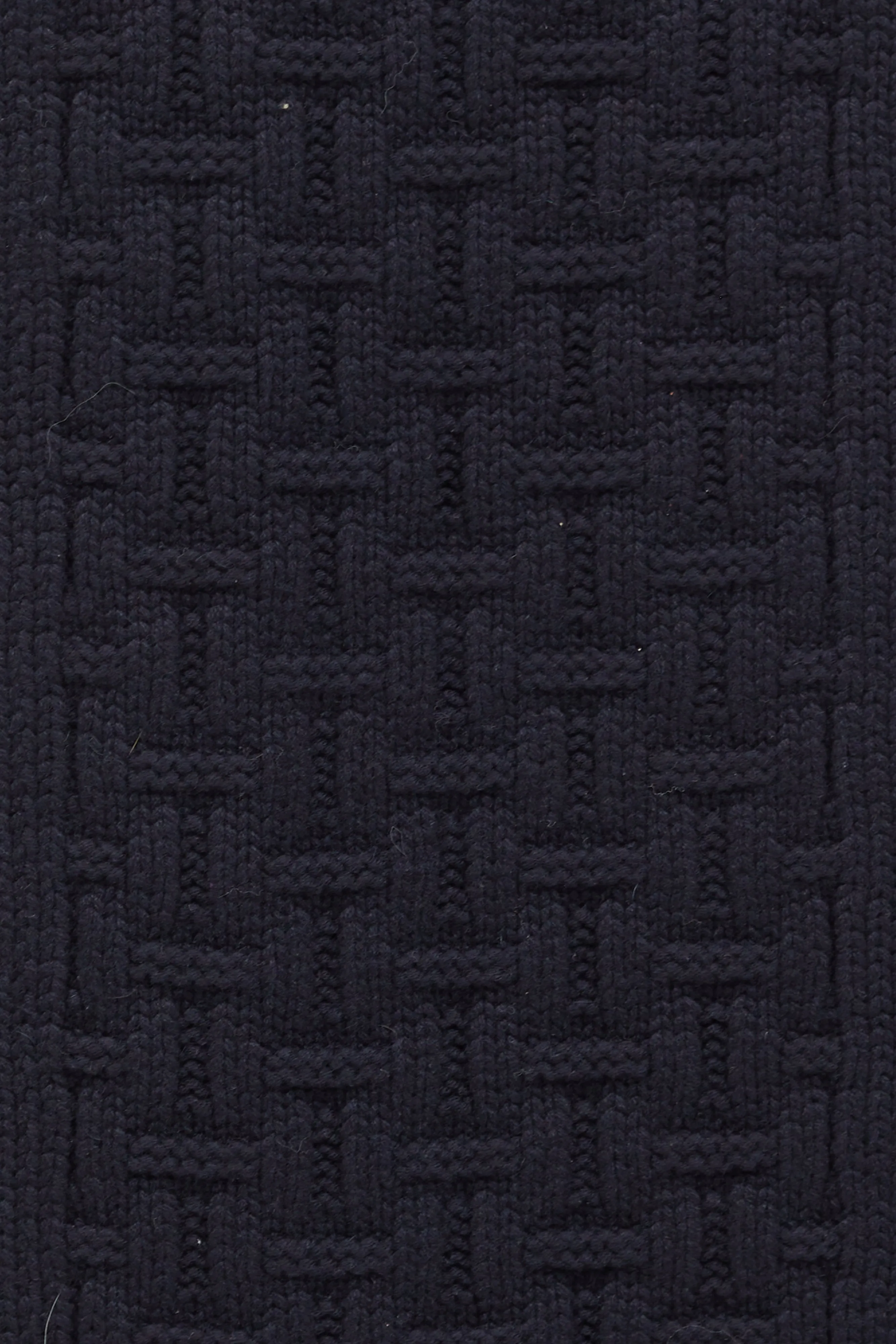 Navy Cashmere H Knit Intarsia Scarf