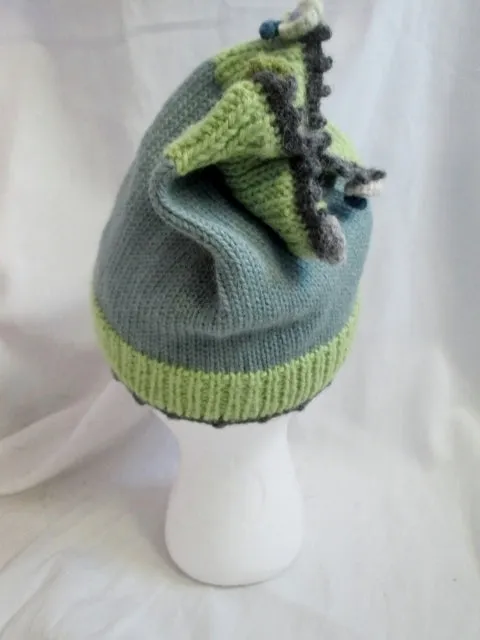 NEW LITTLE JOURNEYS CHICAGO 100% ALPACA WOOL Knit Hat Cap Beanie OS GREEN BLUE