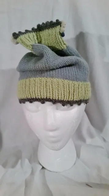 NEW LITTLE JOURNEYS CHICAGO 100% ALPACA WOOL Knit Hat Cap Beanie OS GREEN BLUE