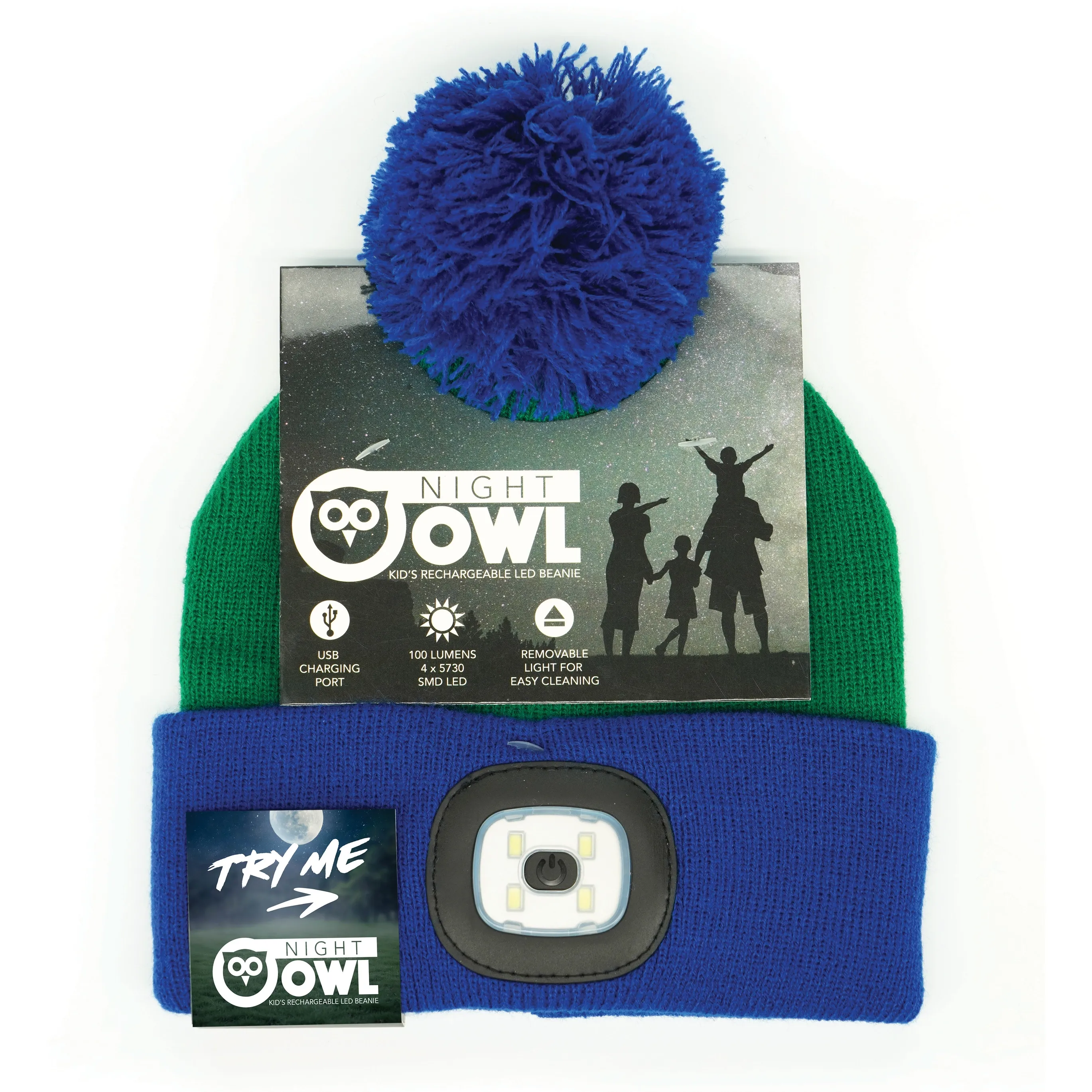 Night Owl Kid's Rechargeable LED Pom Beanie