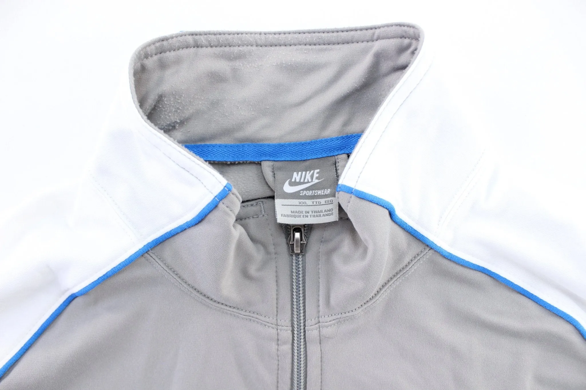 Nike Embroidered Logo Grey, Blue, & White Track Jacket