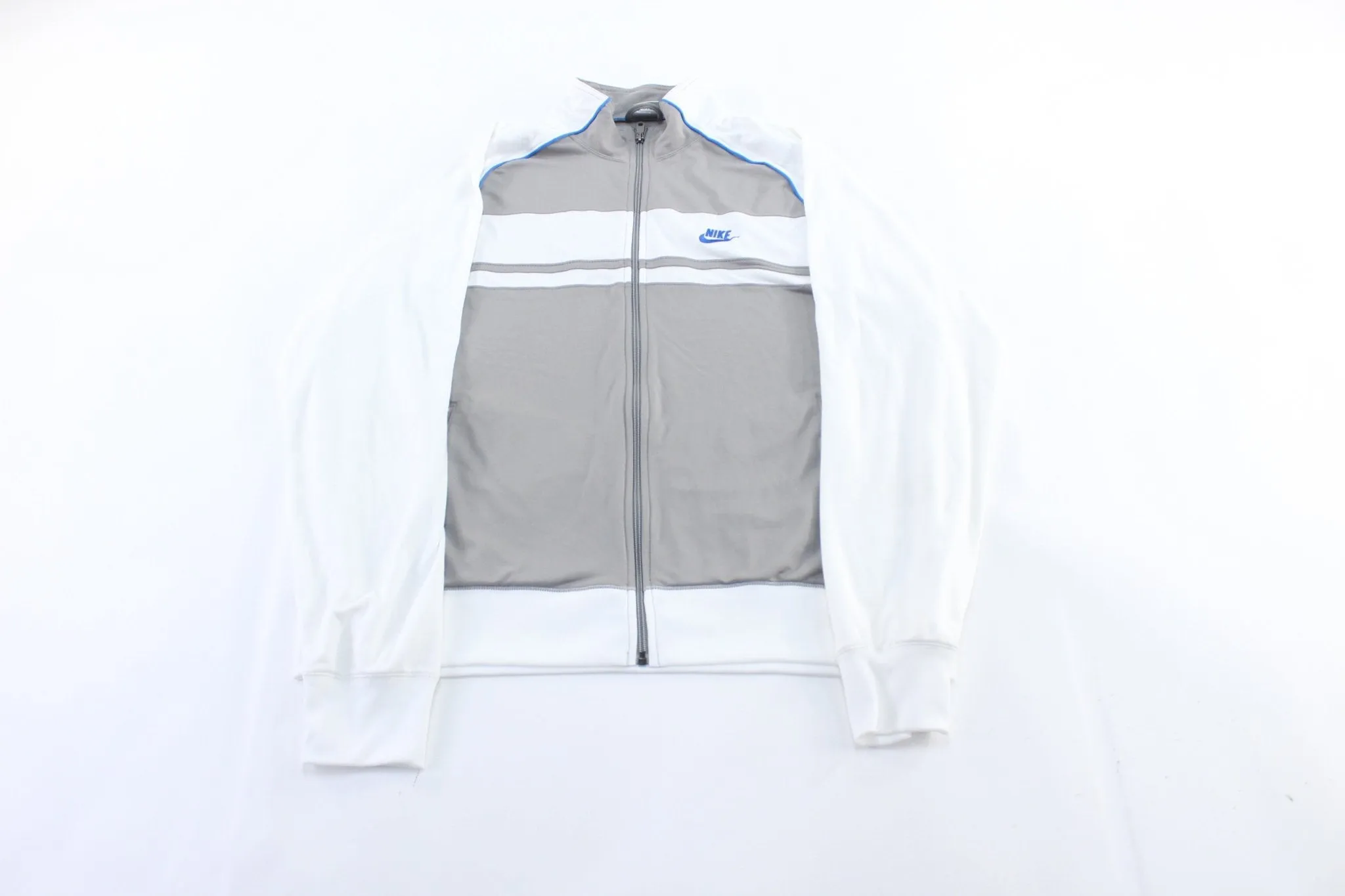 Nike Embroidered Logo Grey, Blue, & White Track Jacket