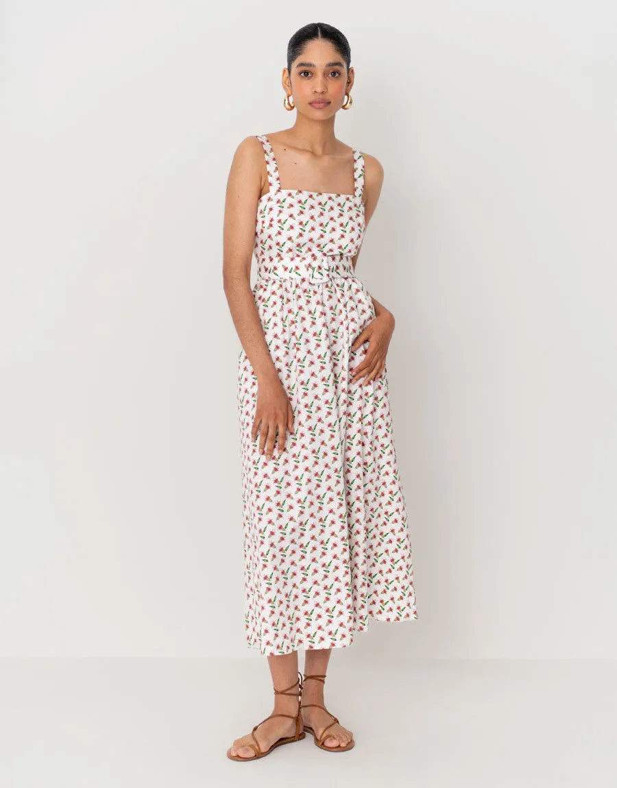 Ninet Cotton Midi Dress - Floral Pink