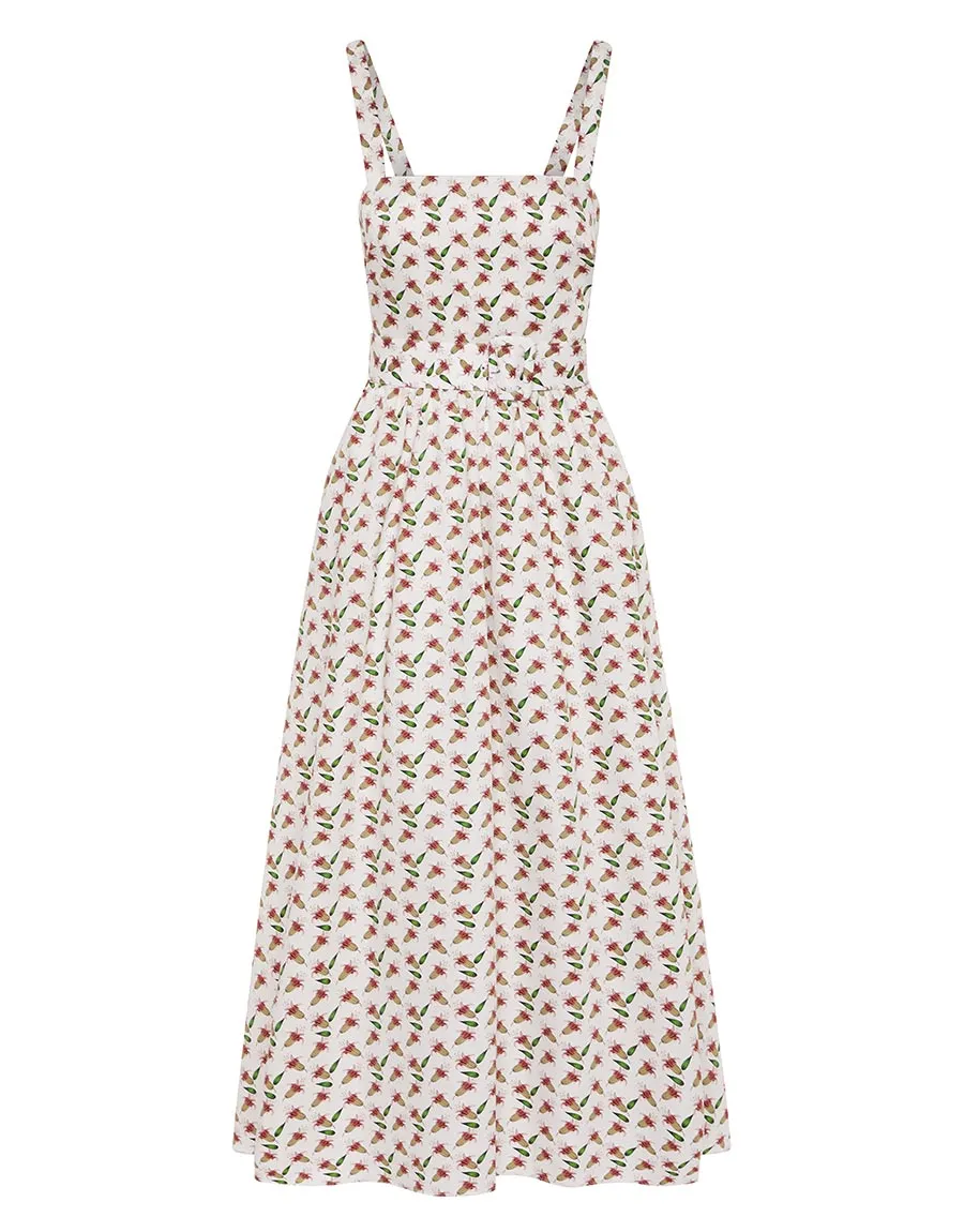 Ninet Cotton Midi Dress - Floral Pink