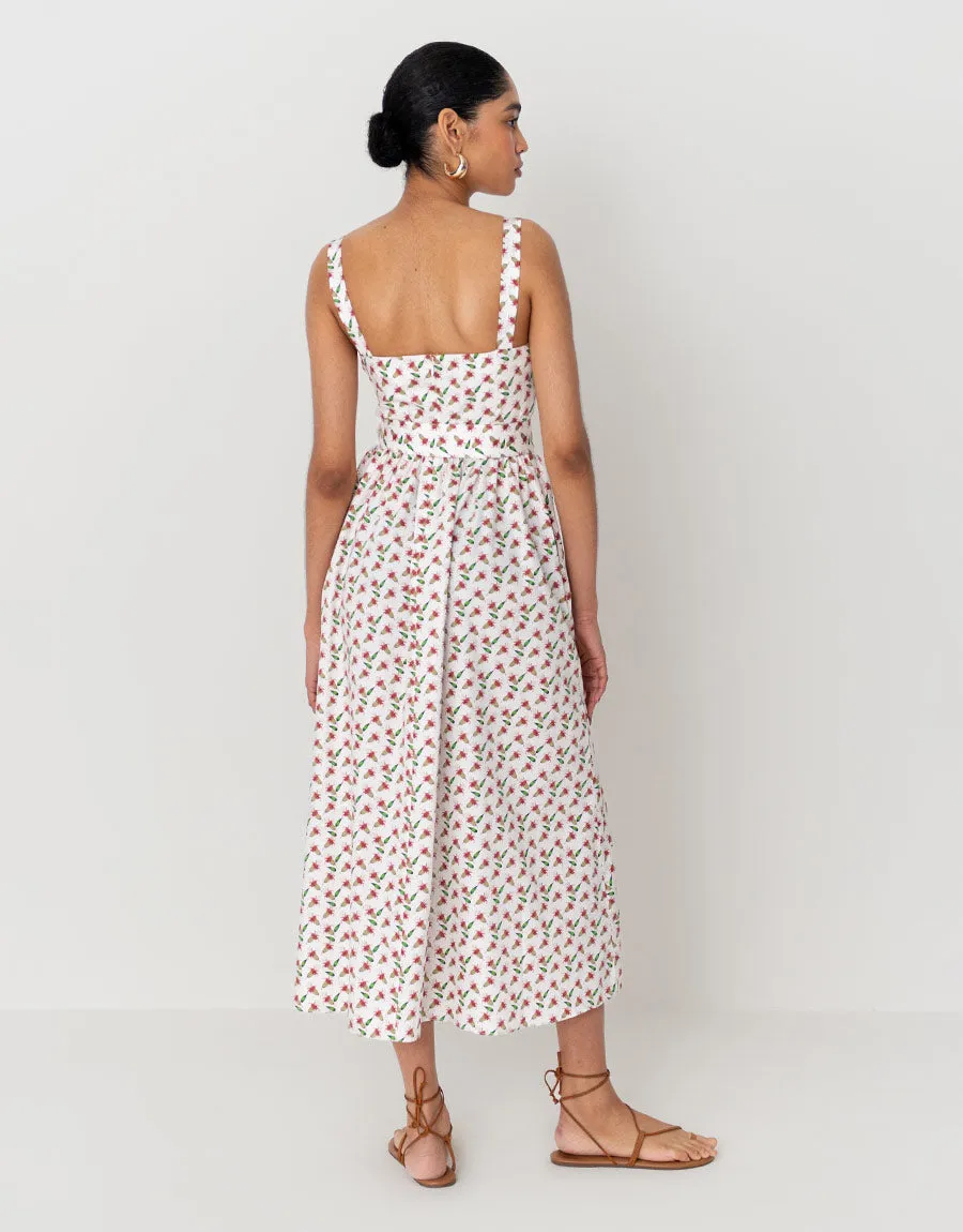 Ninet Cotton Midi Dress - Floral Pink