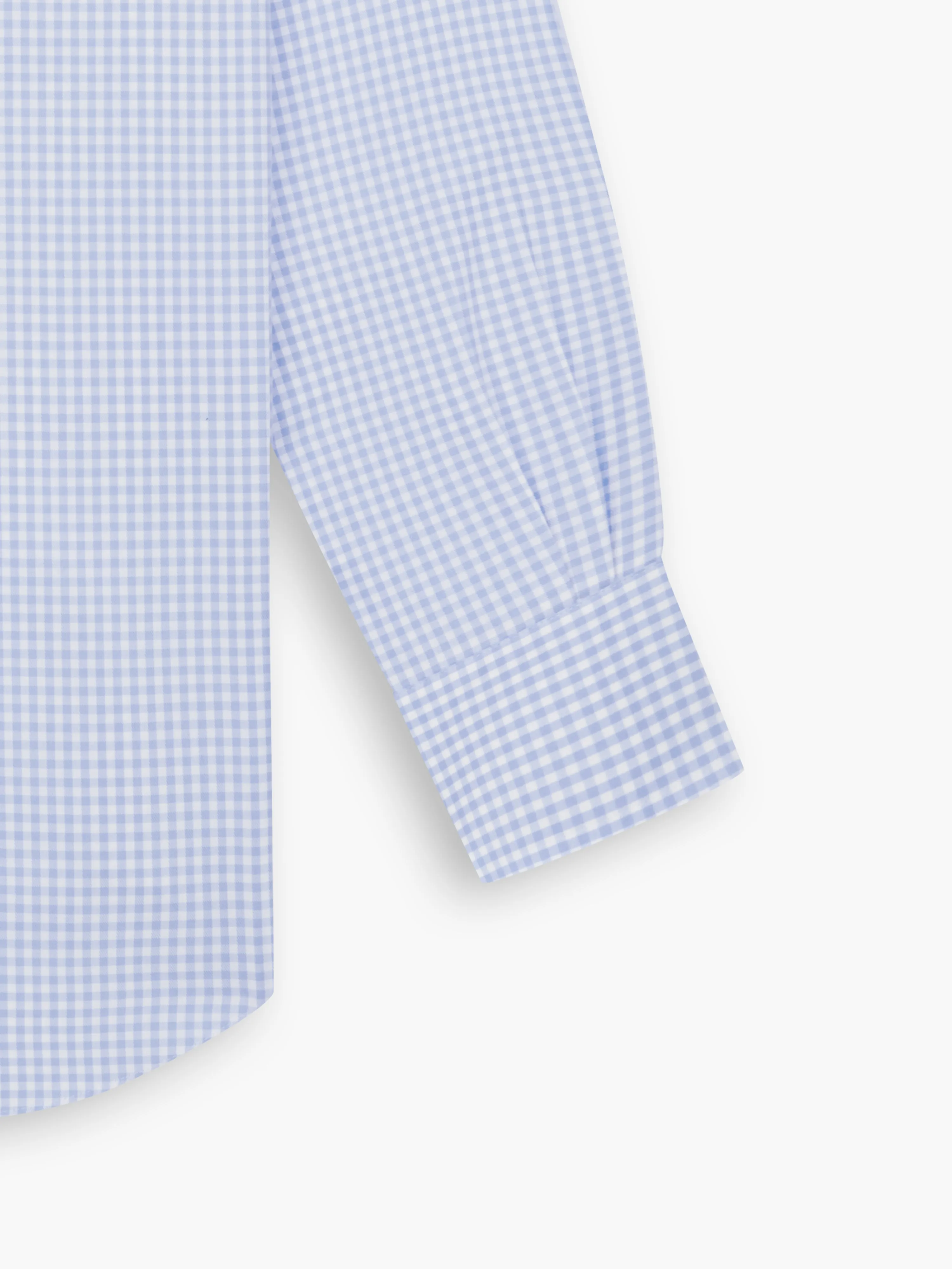 Non-Iron Light Blue Gingham Twill Regular Fit Single Cuff Classic Collar Shirt